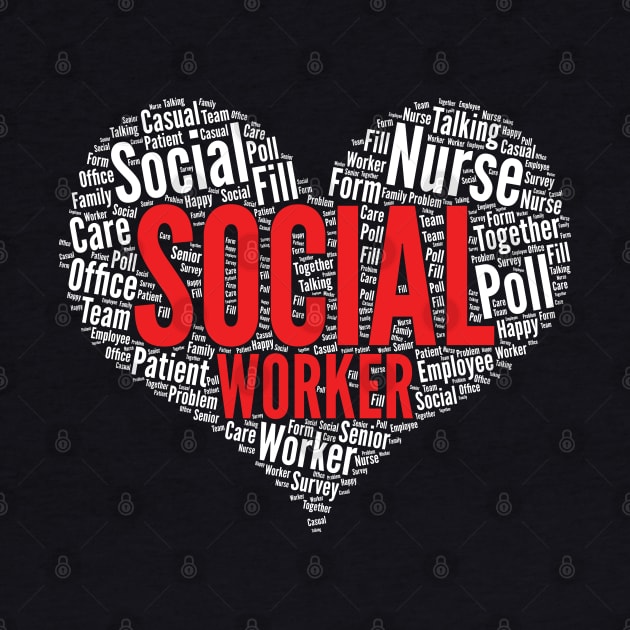 Social worker Heart Shape Word Cloud Design print by theodoros20